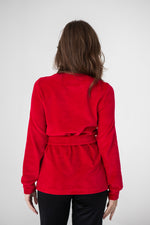 Nella Cotton Velour Jacket in Red