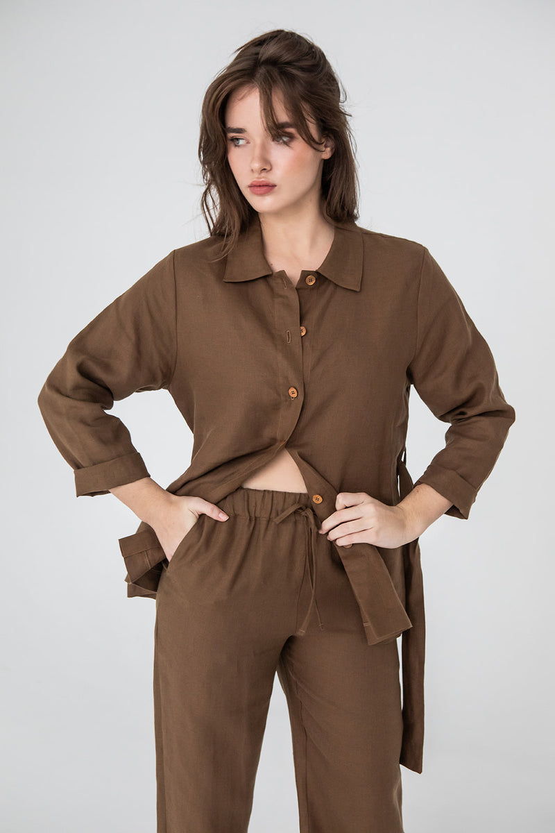 Palermo linen pants in Brown