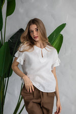 Marseille Linen Top in Ivory