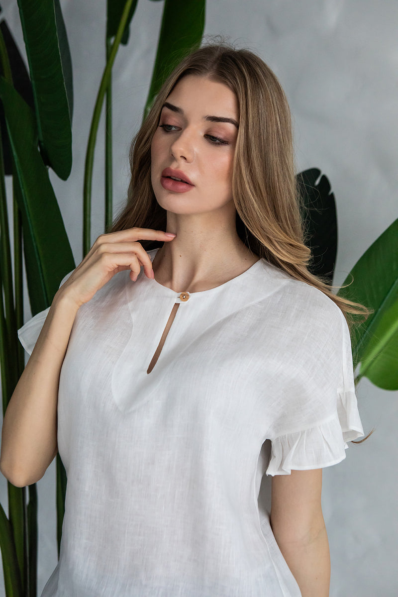 Marseille Linen Top in Ivory