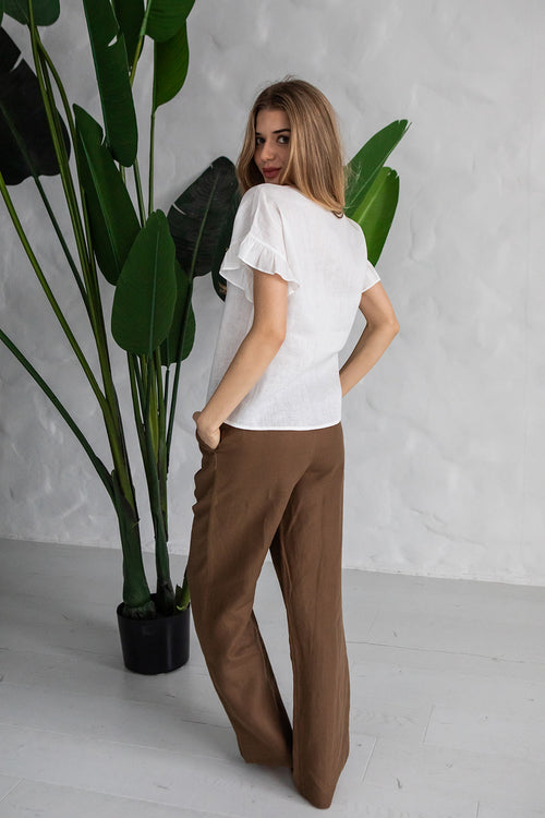 Palermo linen pants in Brown